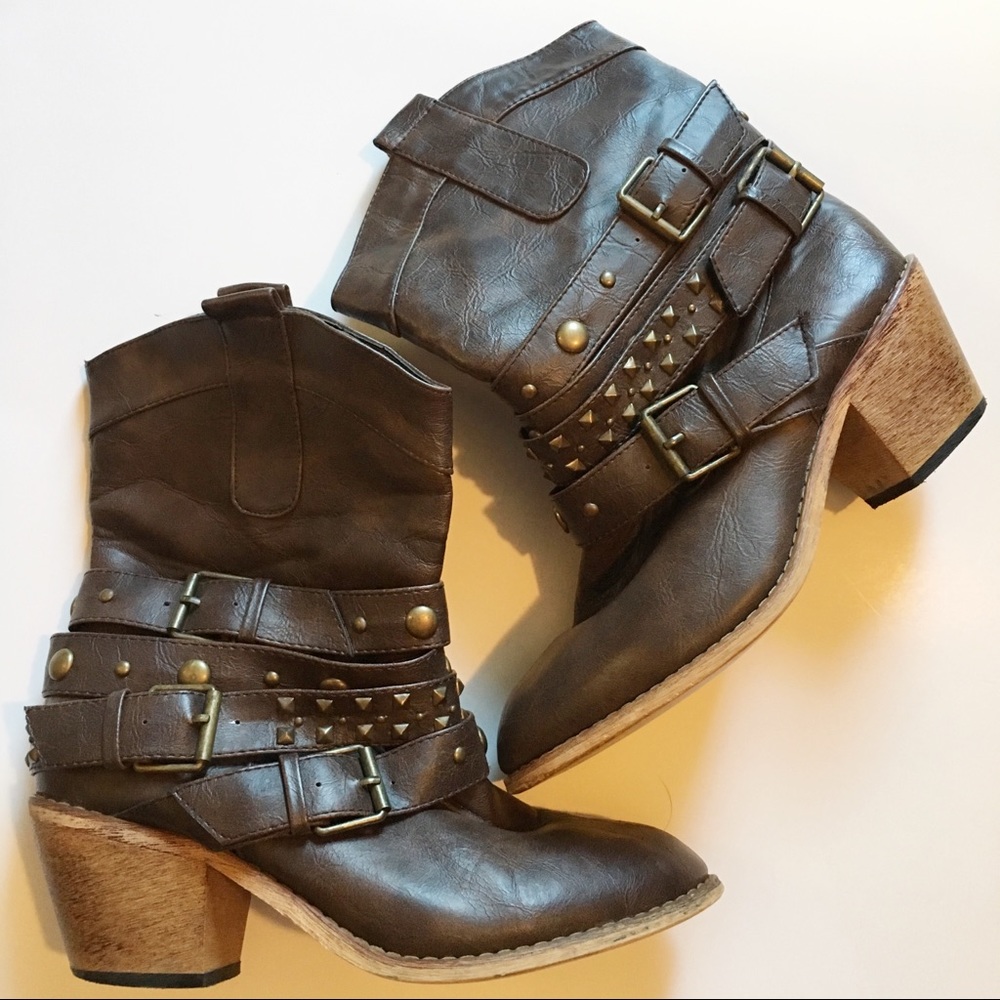 Charlotte Russe Brown booties with buckles